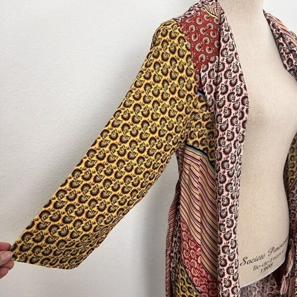 CAbi Womens Poet Patchwork Open Front Waist Tie Kimono Jacket Dress Boho Small - Picture 9 of 10